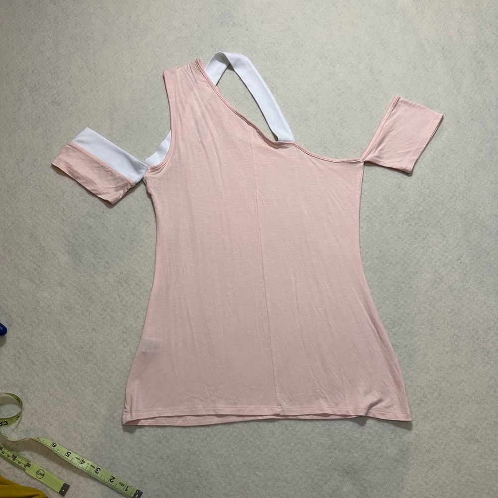 VENUS Pink Asymmetrical Cap Sleeve Blouse